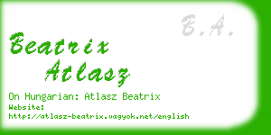 beatrix atlasz business card